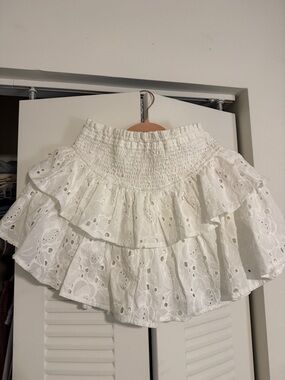 Altar'd State White Eyelet Tiered Mini Skirt